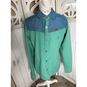 Trew Gear Womens BC Button Up Shirt Green Blue Hiking Outdoor Size Medium